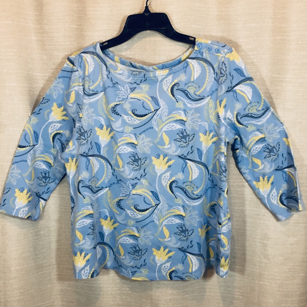 Charter Club Blue Pullover Stretch Jersey Knit Lg